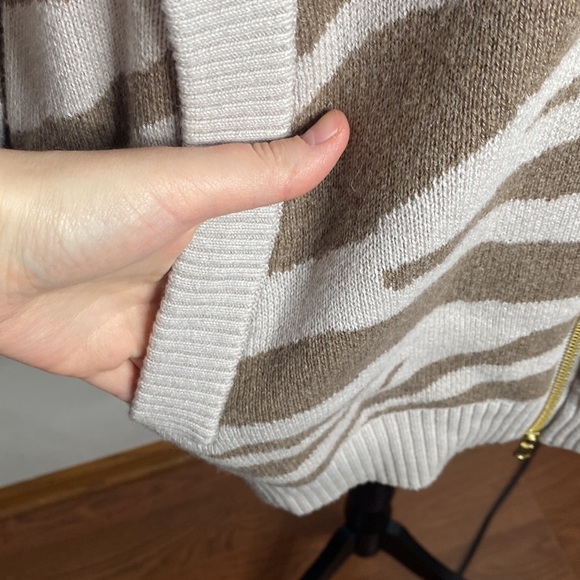 Varley Anthro Mayberry Zip wool blend longline cardigan in cobweb doe zebra sz S - Picture 10 of 15